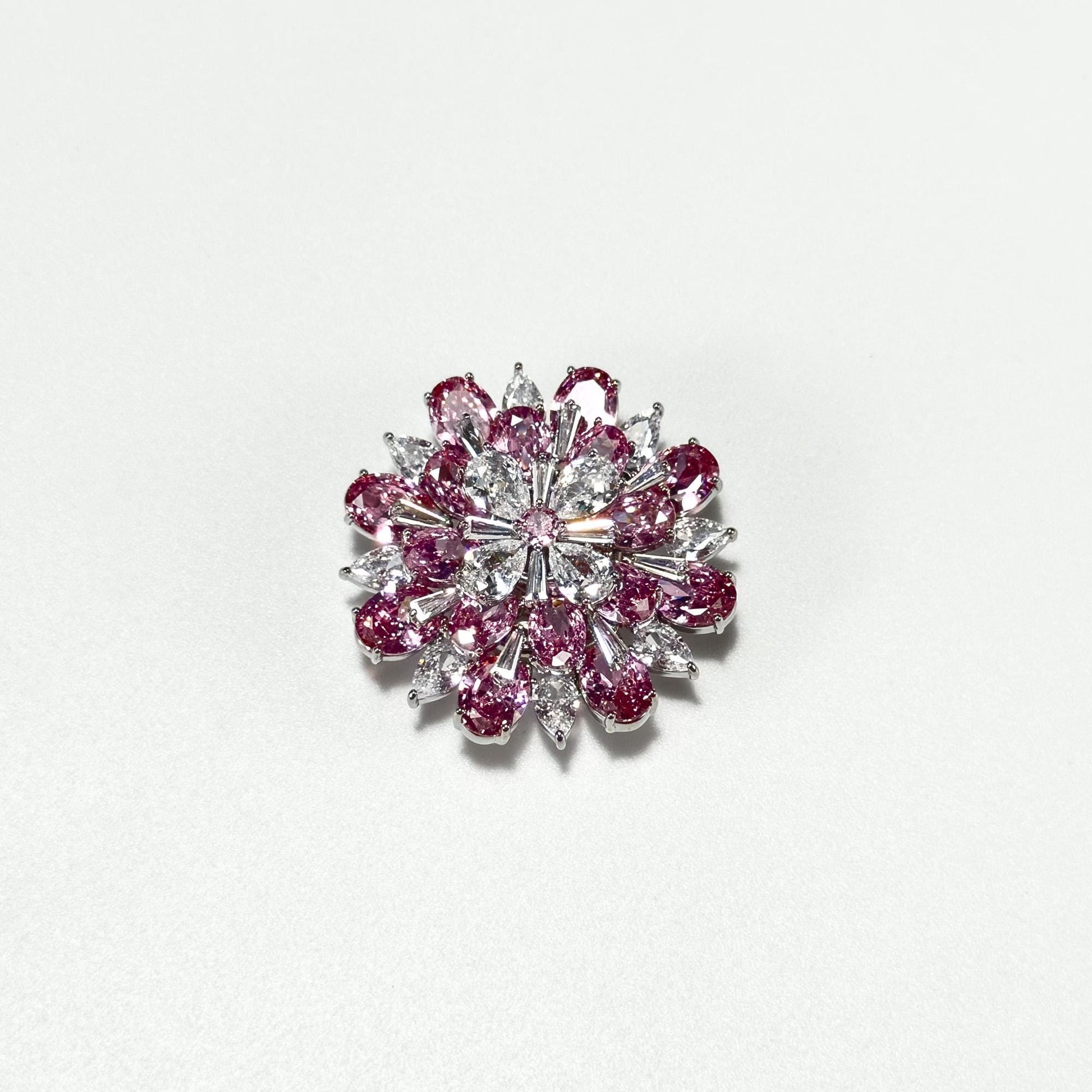 Pink Crystal Flower Magnetic Cufflinks