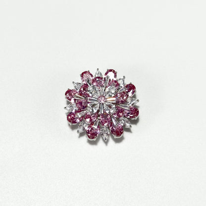 Pink Crystal Flower Magnetic Cufflinks