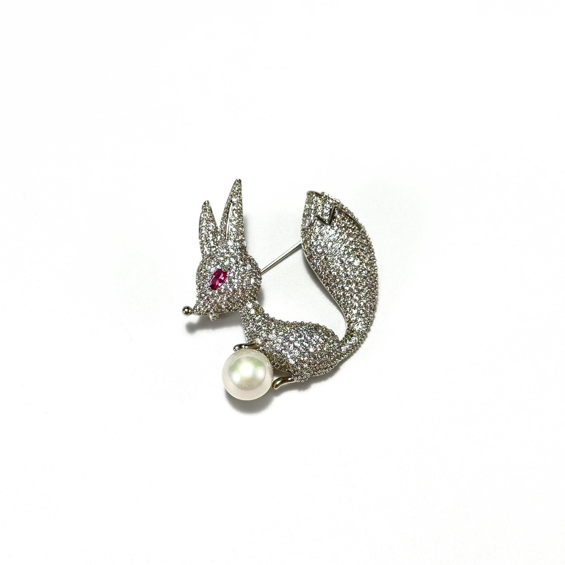 Pearl Fox Brooch