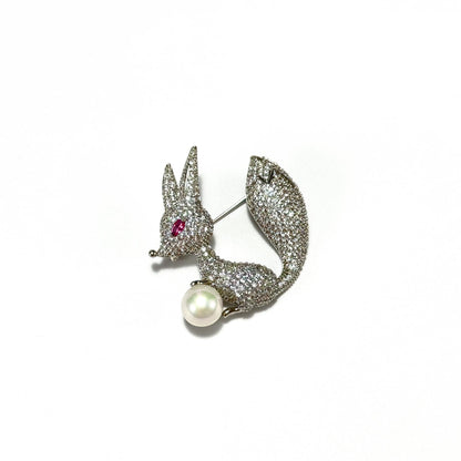 Pearl Fox Brooch