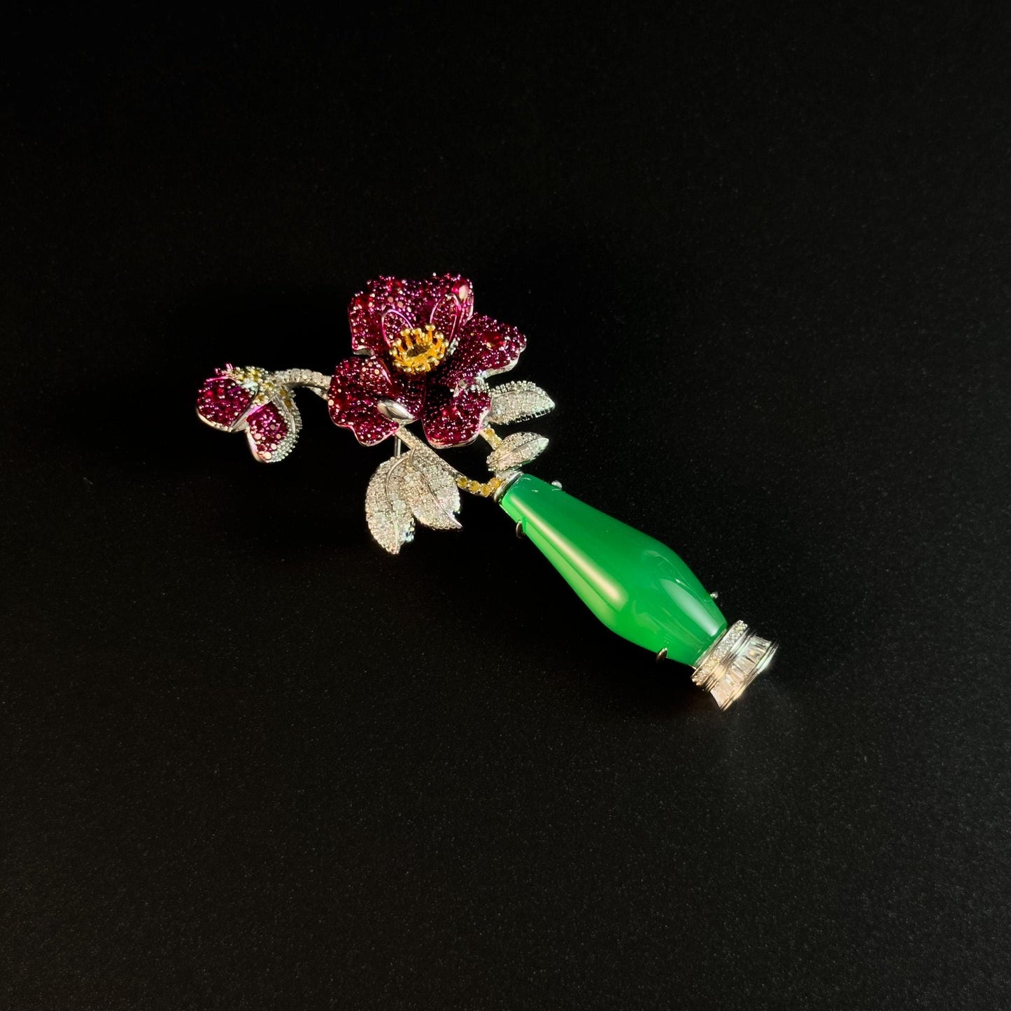 Green Vase Bouquet Brooch