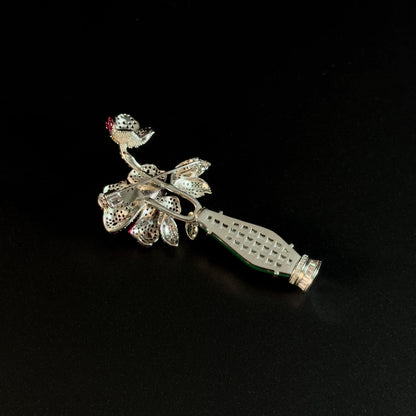 Green Vase Bouquet Brooch