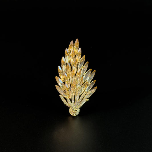 Crystal Feather Brooch