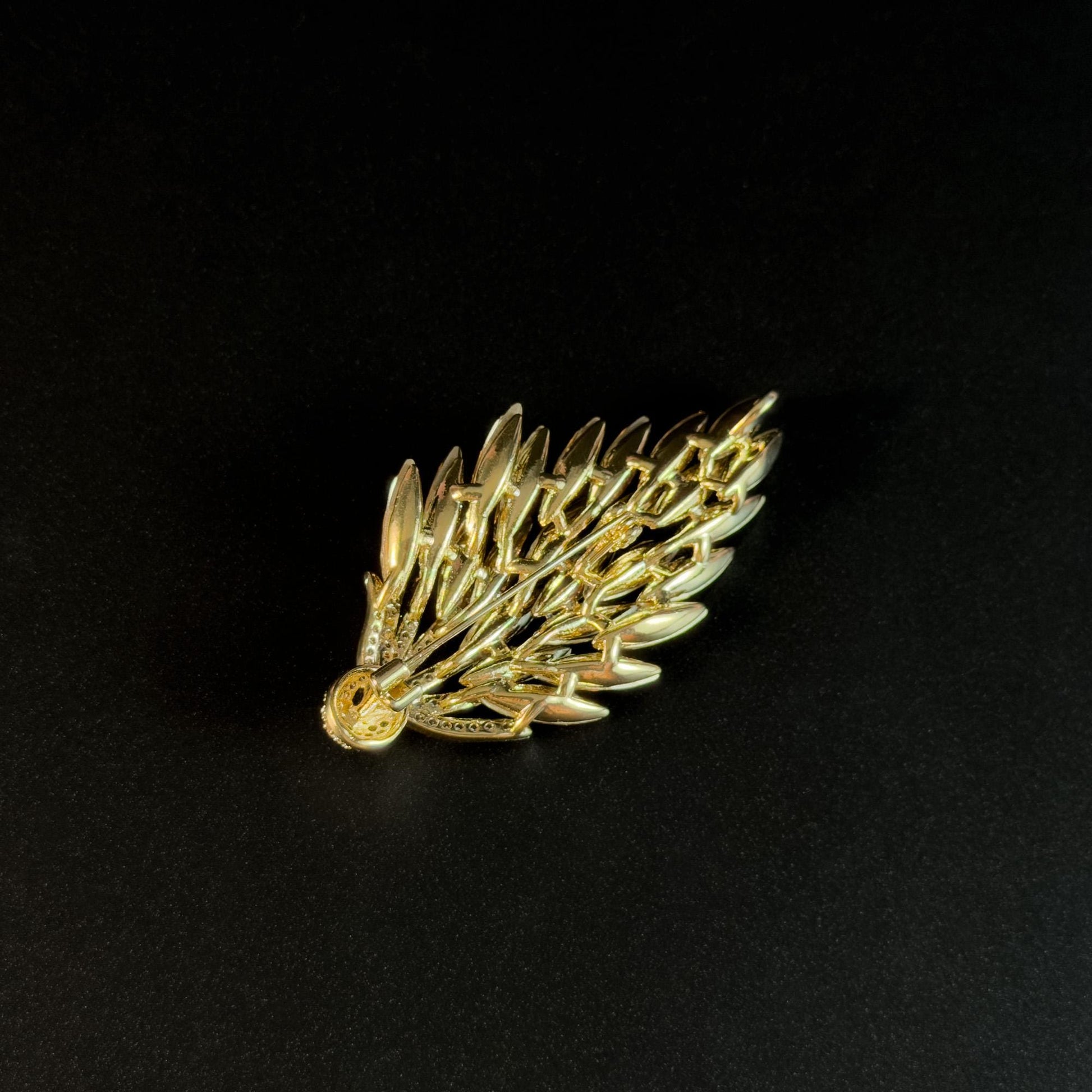 Crystal Feather Brooch