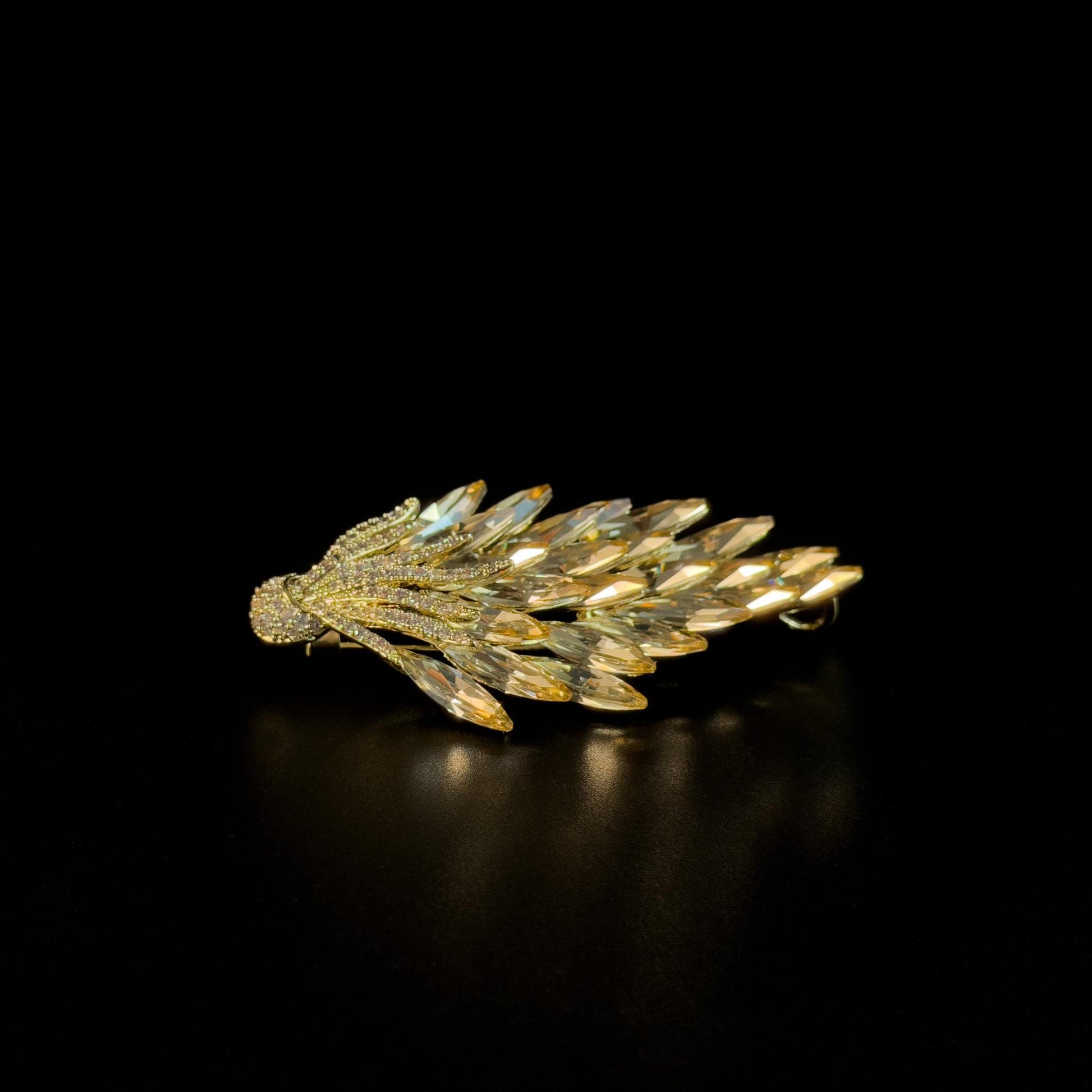 Crystal Feather Brooch