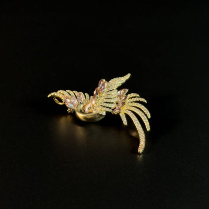 Golden Bird of Paradise Brooch