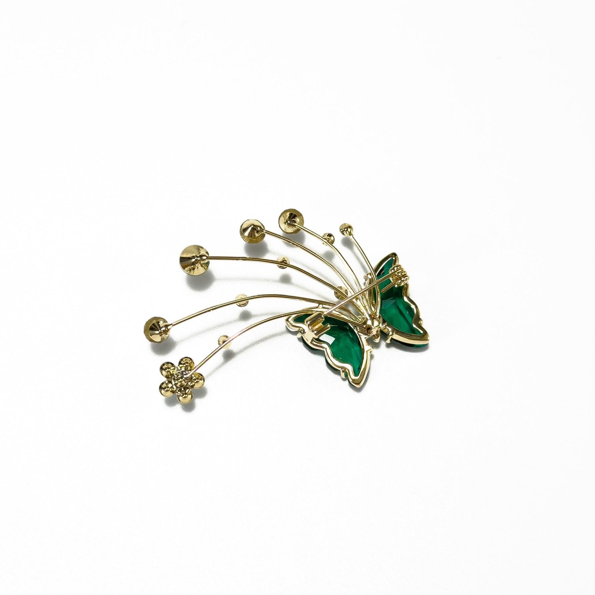 Green Crystal Butterfly Brooch