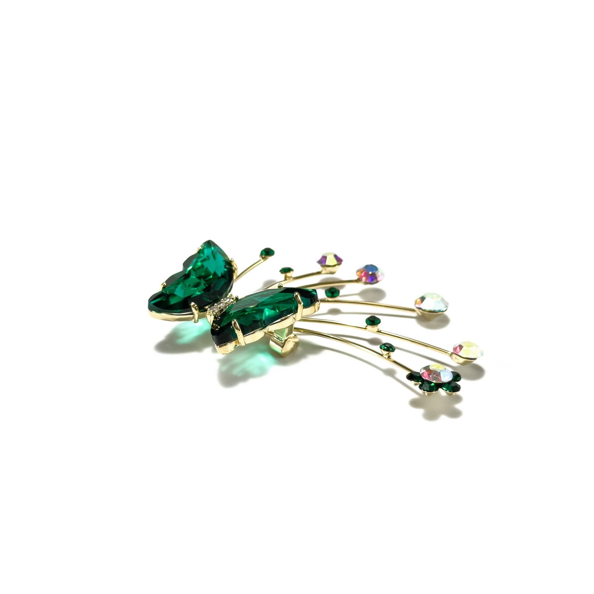 Green Crystal Butterfly Brooch