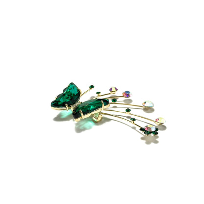 Green Crystal Butterfly Brooch