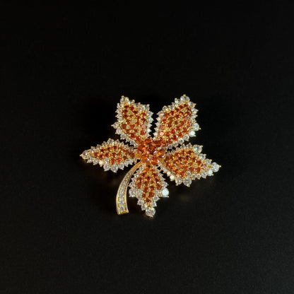 Orange Maple Leaf Brooch