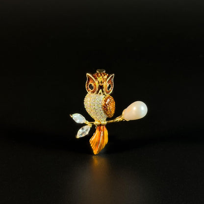 Pearl Owl Brooch