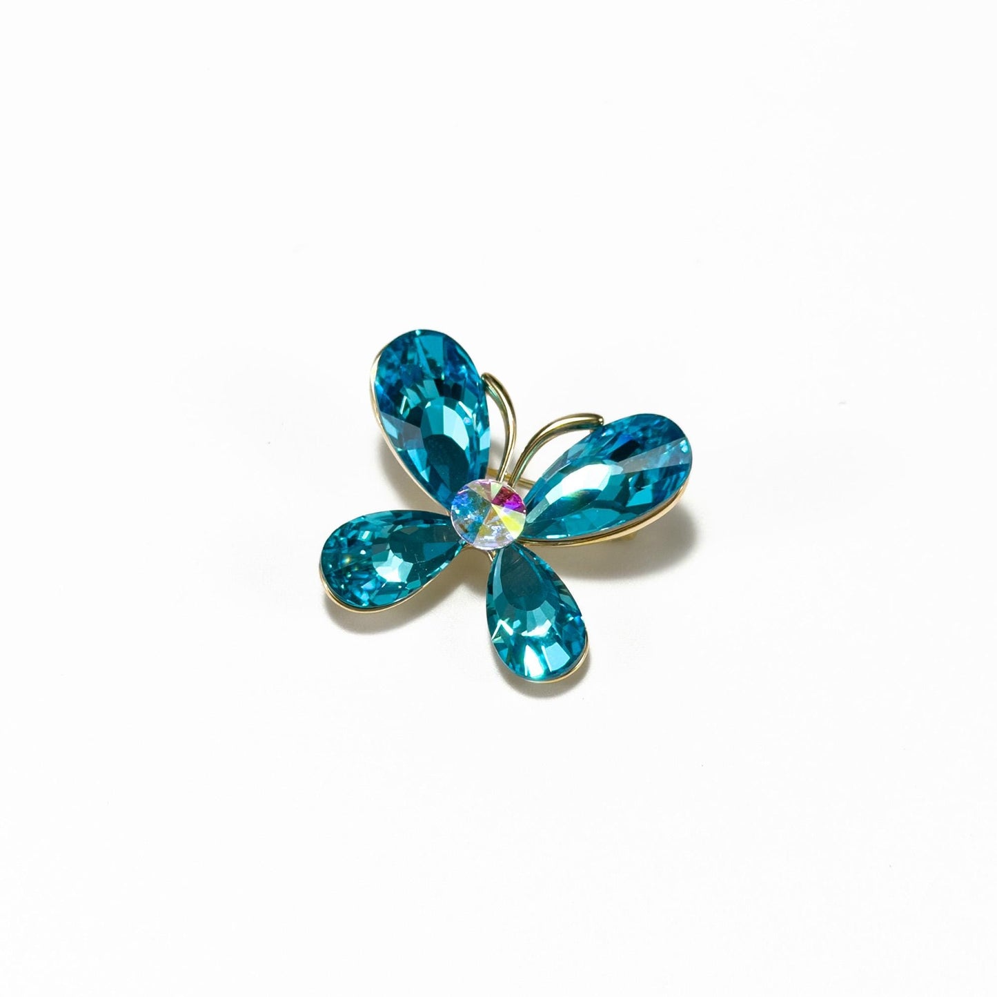 Lake Blue Crystal Butterfly Brooch