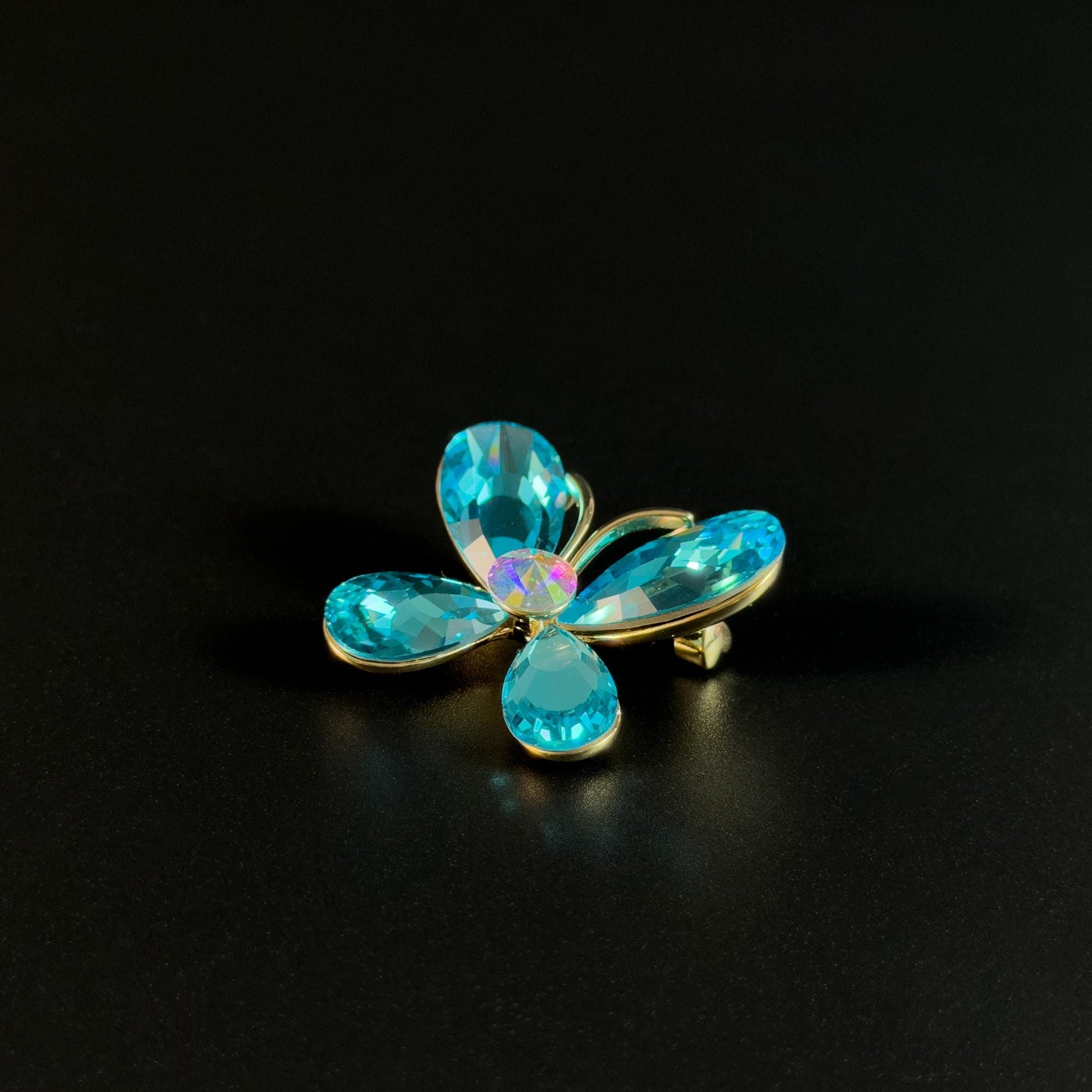 Lake Blue Crystal Butterfly Brooch