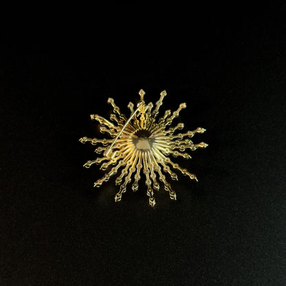 Golden Pearl Sunflower Brooch