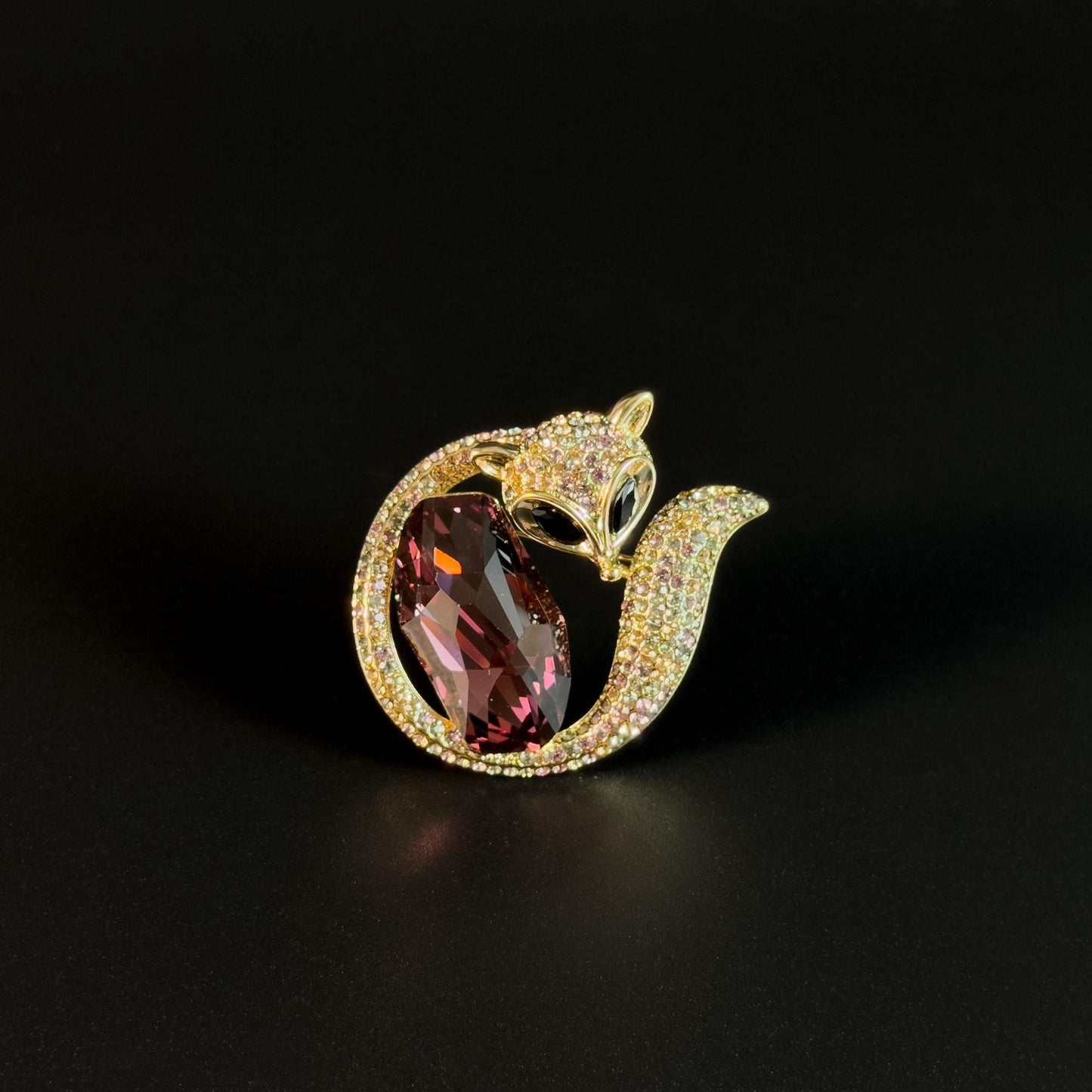 Blue Zircon Fox Brooch