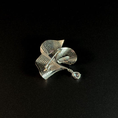 Dark Blue Bow Pendant Brooch