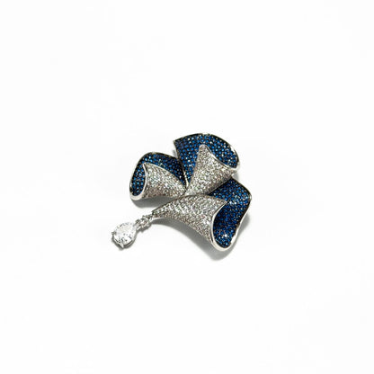 Dark Blue Bow Pendant Brooch