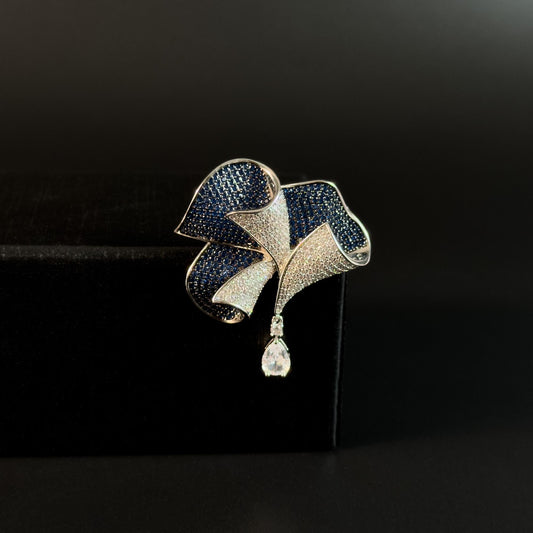 Dark Blue Bow Pendant Brooch