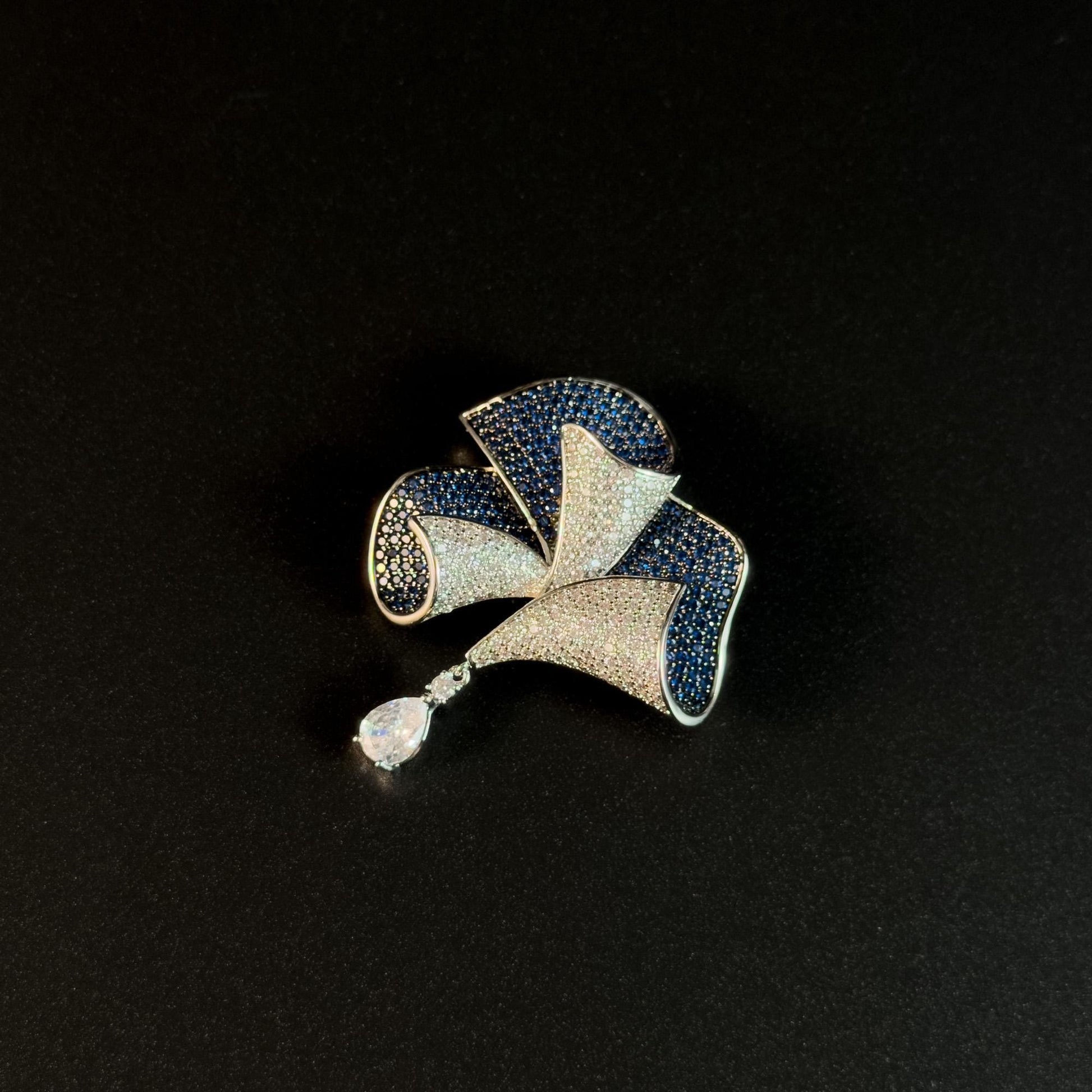 Dark Blue Bow Pendant Brooch