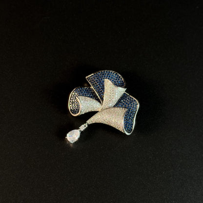 Dark Blue Bow Pendant Brooch