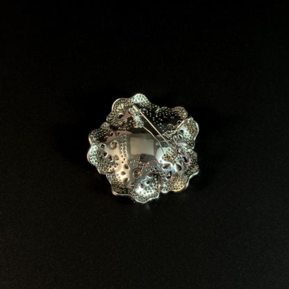 Zirconia Peony Brooch
