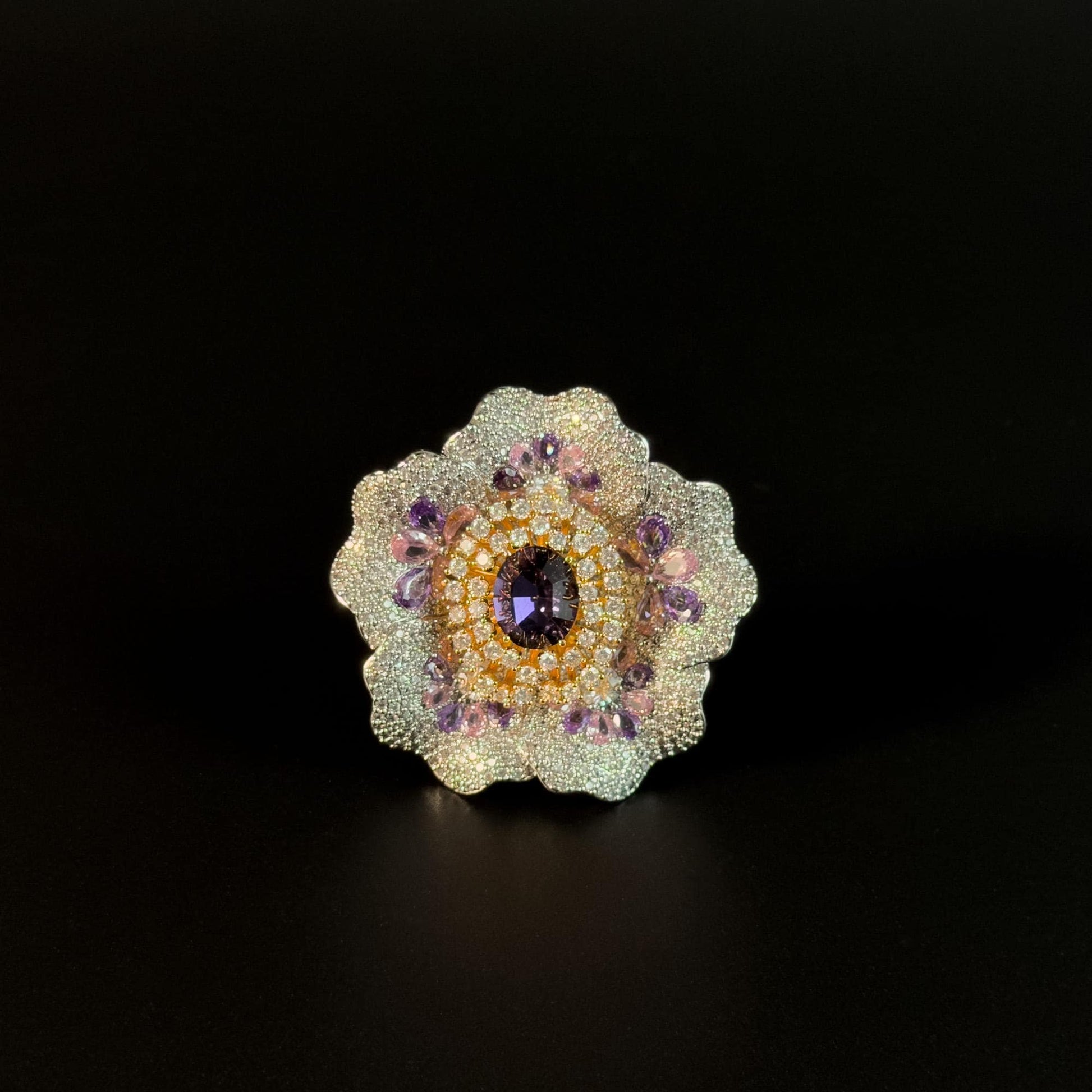 Zirconia Peony Brooch