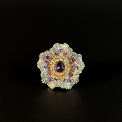 Zirconia Peony Brooch