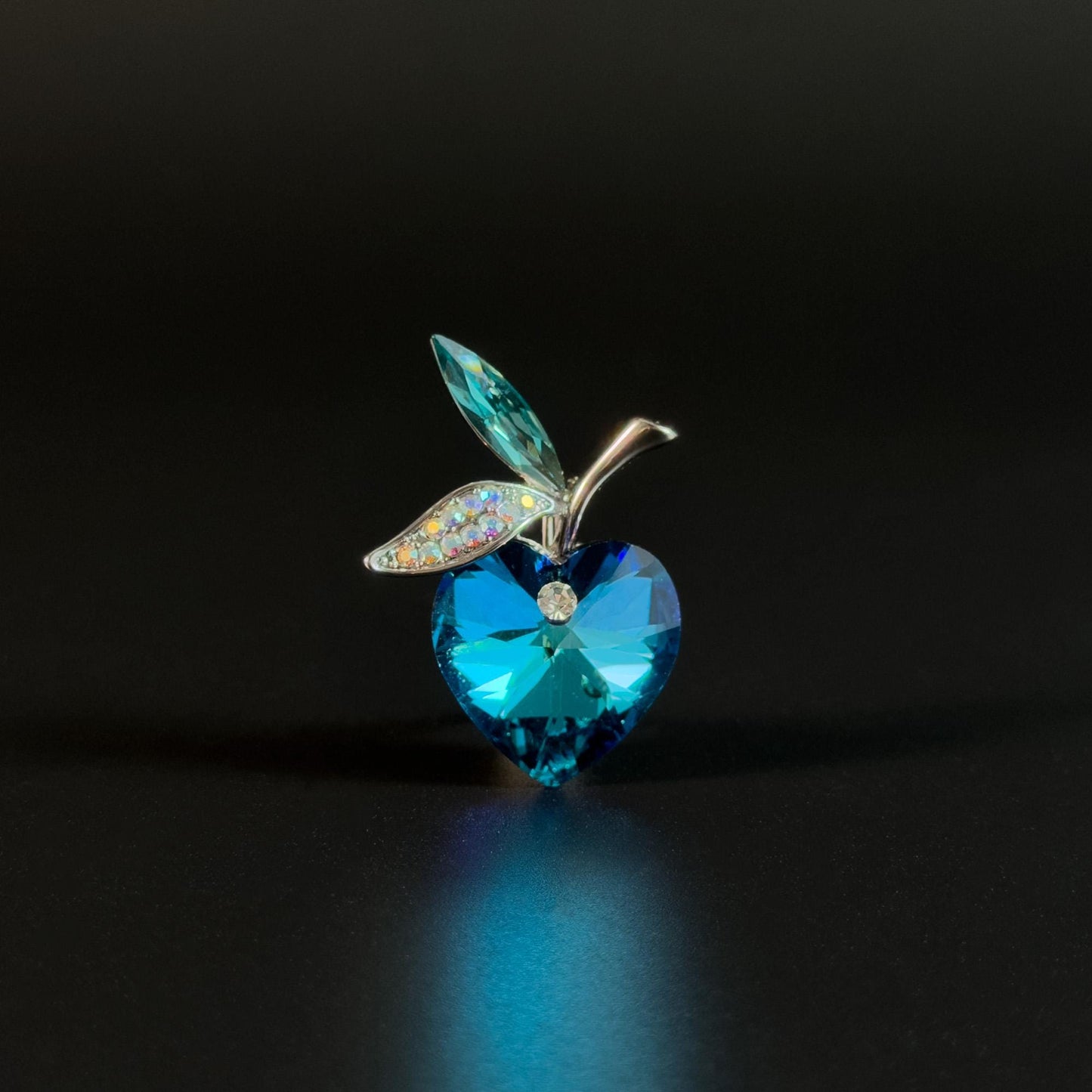 Blue Crystal Apple Brooch