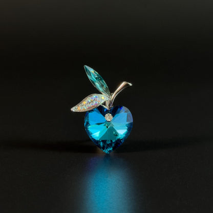 Blue Crystal Apple Brooch