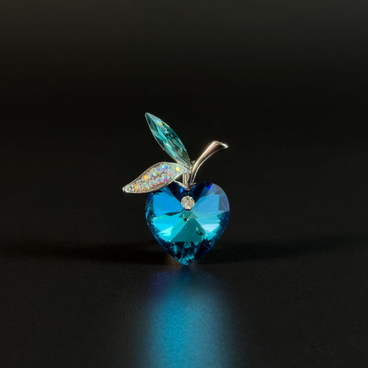 Blue Crystal Apple Brooch