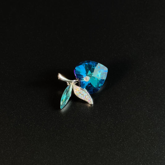 Blue Crystal Apple Brooch
