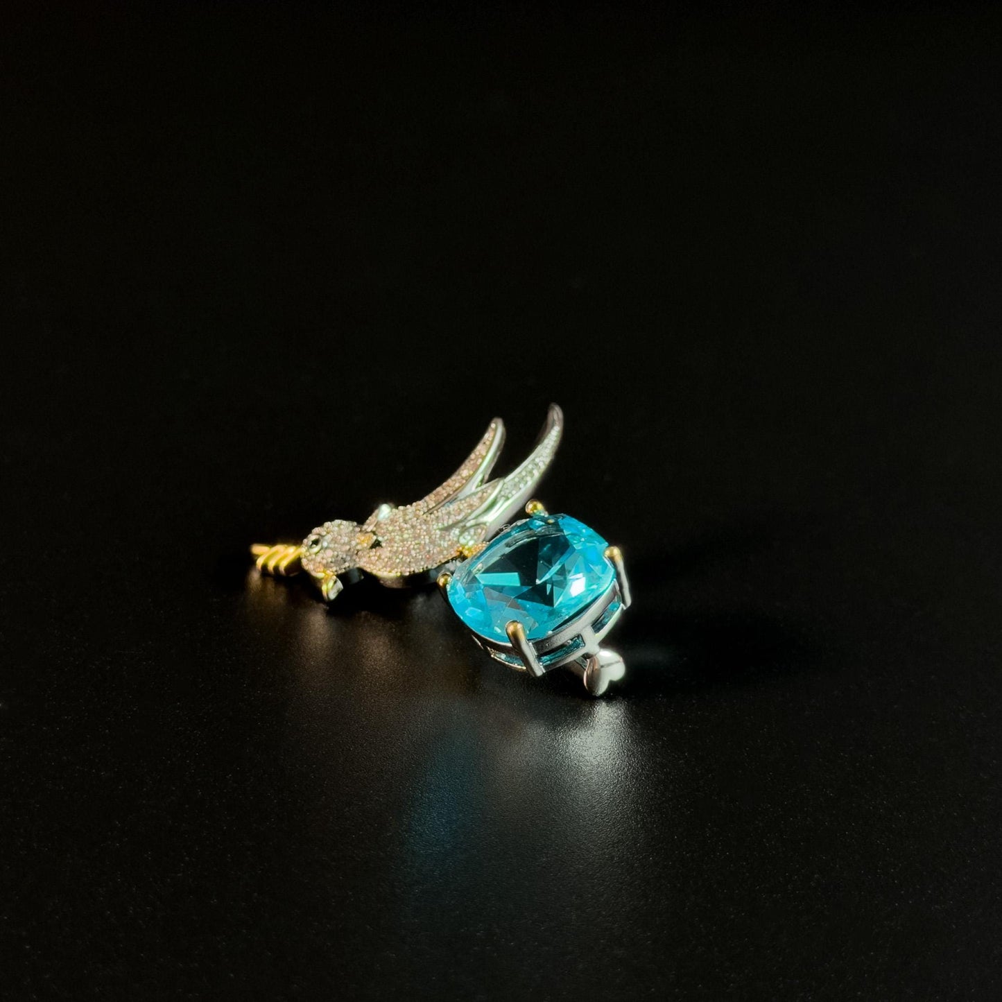 Sky Blue Zircon Bird Brooch