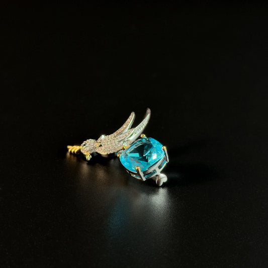 Sky Blue Zircon Bird Brooch