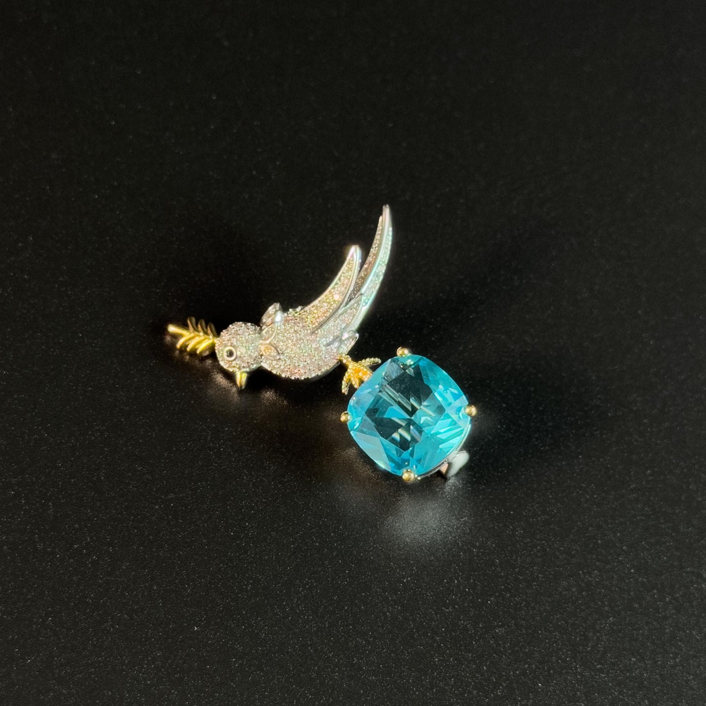 Sky Blue Zircon Bird Brooch