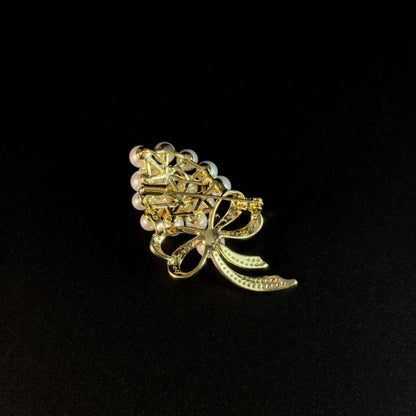 Pearl Bow Bouquet Brooch