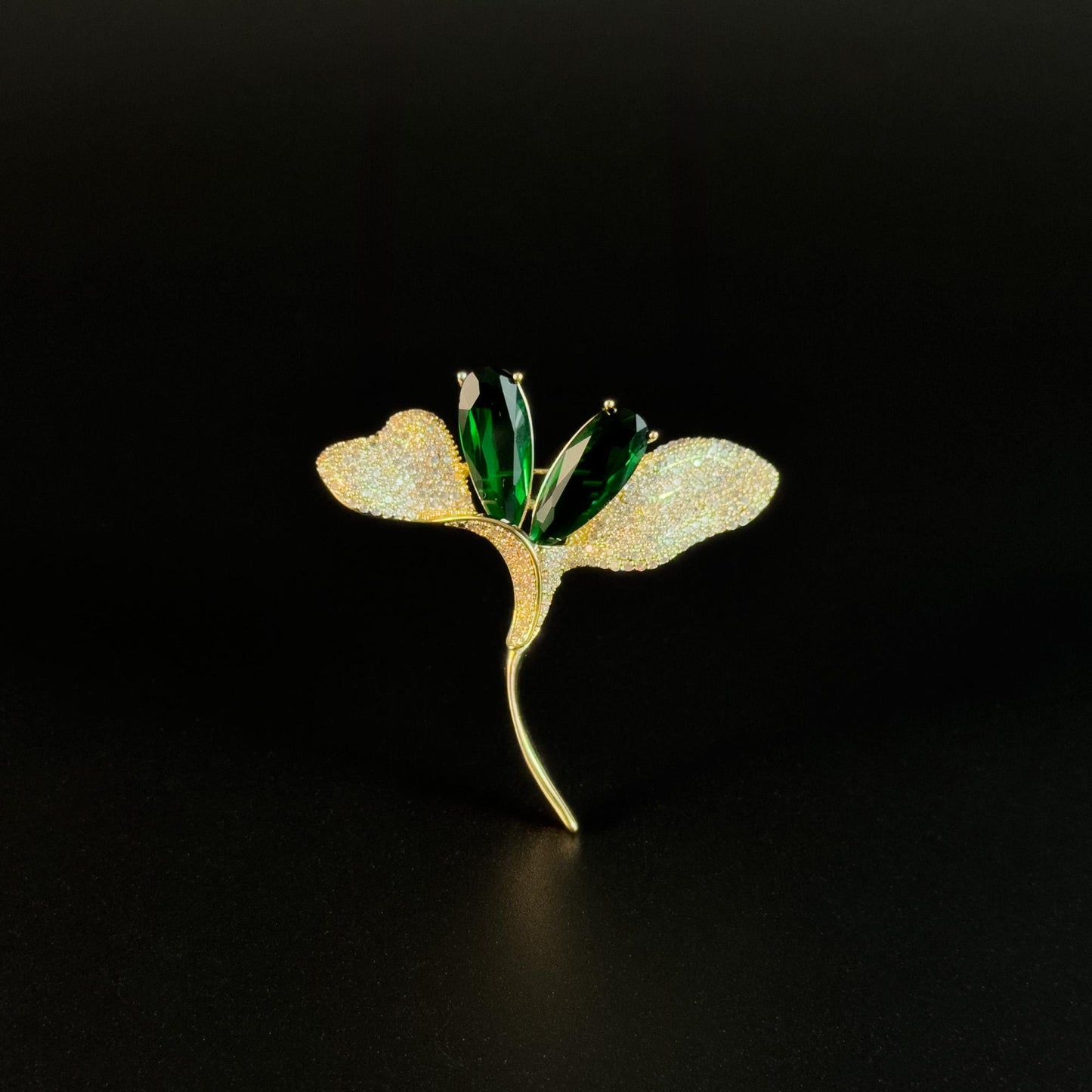 Green Zircon Flower Brooch