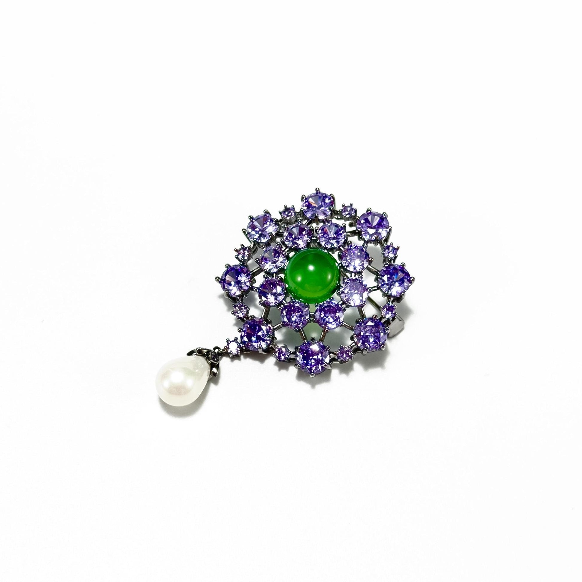 Ruby Pearl Snowflake Brooch Pendant