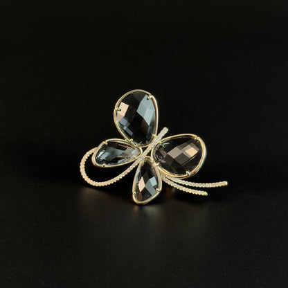 Grey Crystal Butterfly Brooch