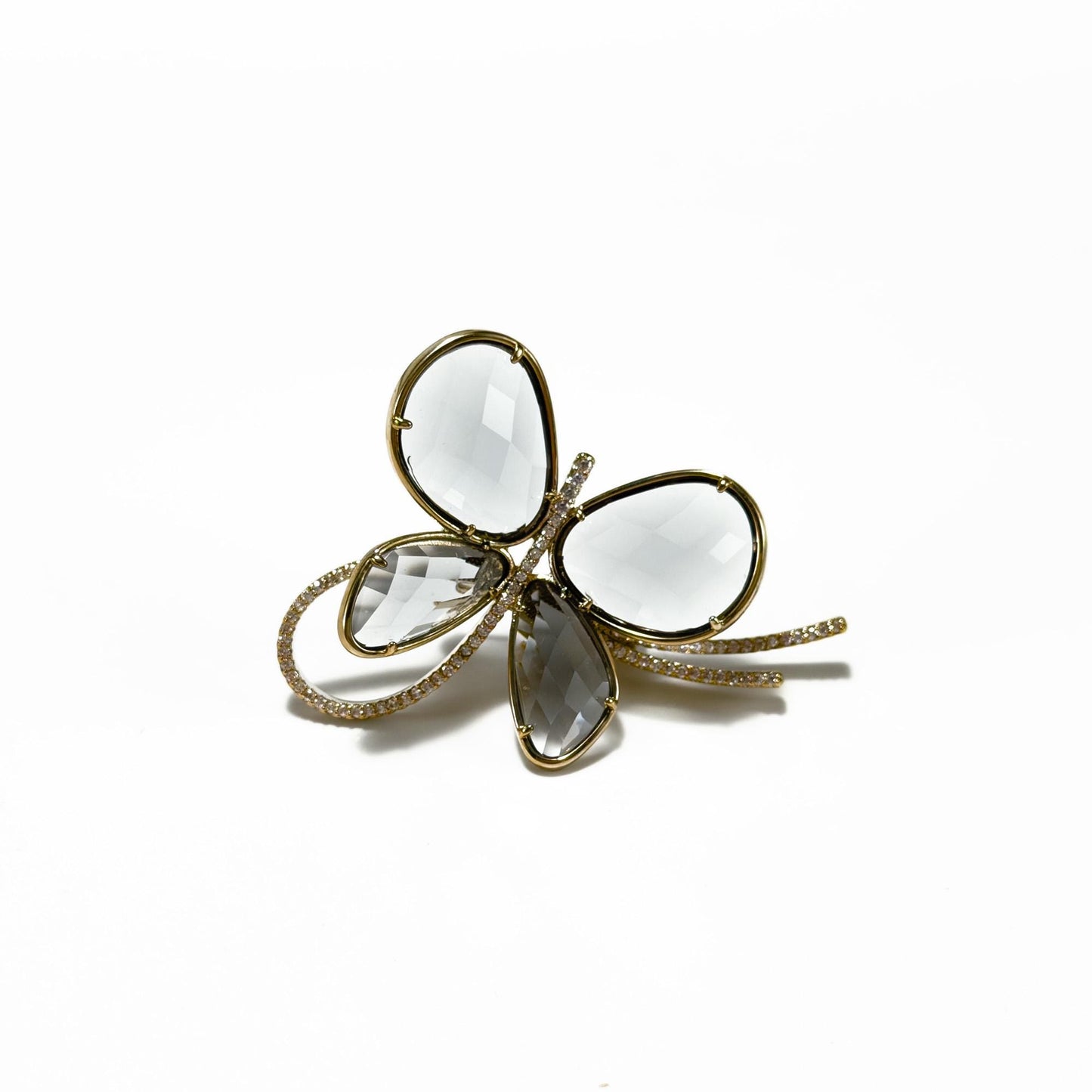 Grey Crystal Butterfly Brooch