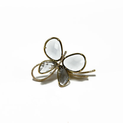 Grey Crystal Butterfly Brooch