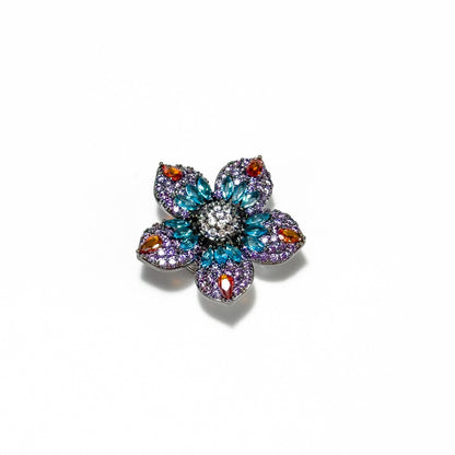Retro-Style Color-Blocked Five-Petal Flower Magnetic Cufflinks