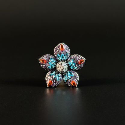 Retro-Style Color-Blocked Five-Petal Flower Magnetic Cufflinks