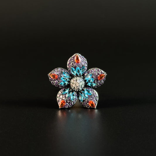 Retro-Style Color-Blocked Five-Petal Flower Magnetic Cufflinks