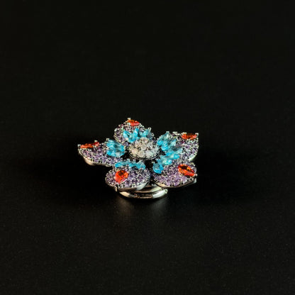 Retro-Style Color-Blocked Five-Petal Flower Magnetic Cufflinks