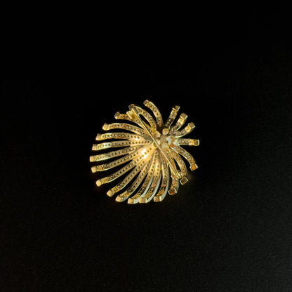 Gold Pearl Scallop Brooch