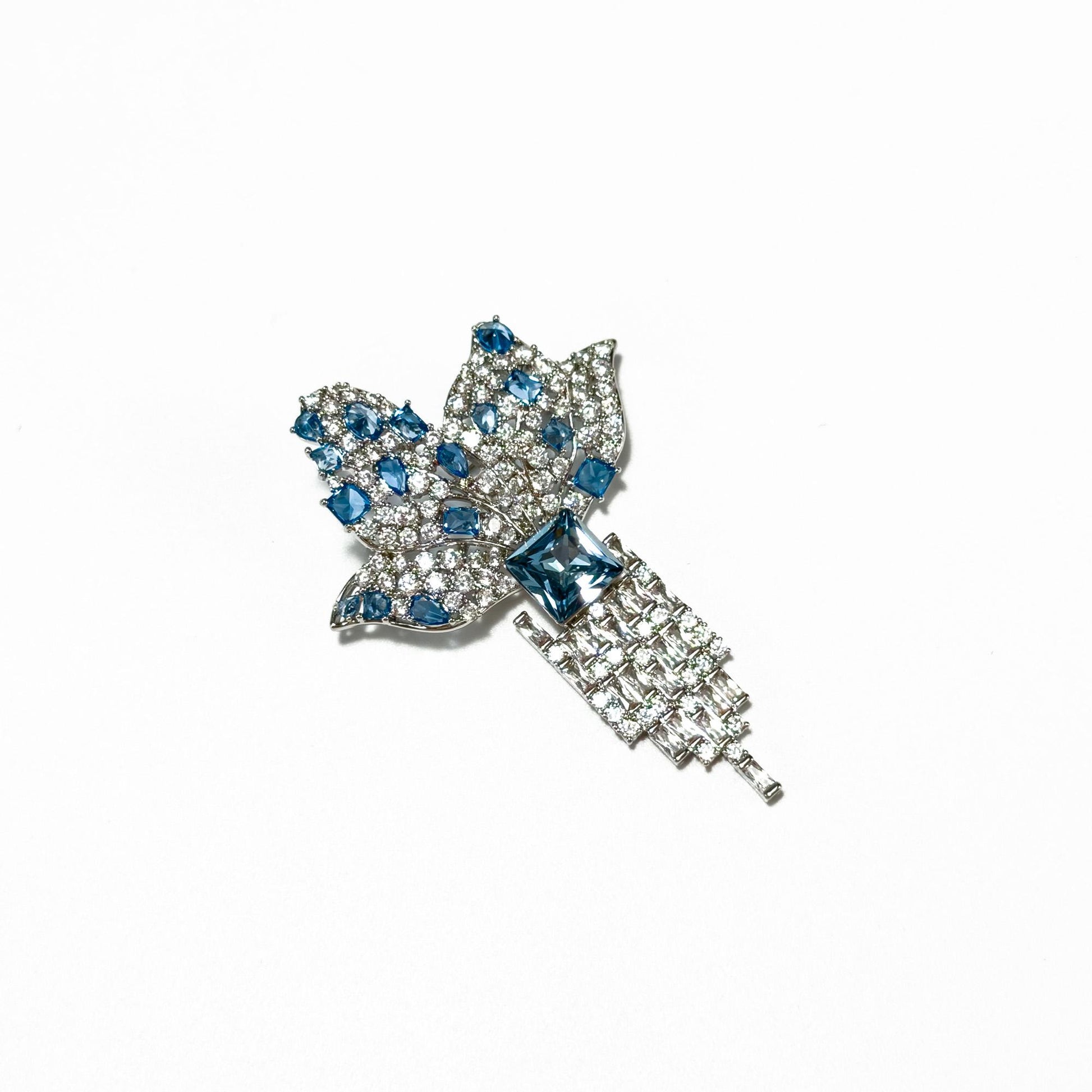 Butterfly Tassel Blue Topaz Brooch