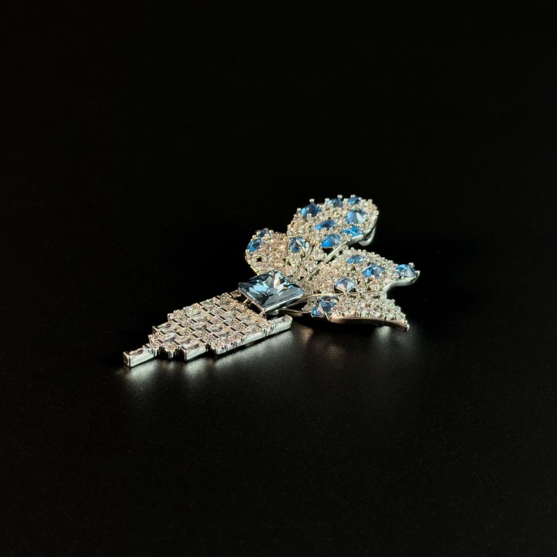 Butterfly Tassel Blue Topaz Brooch