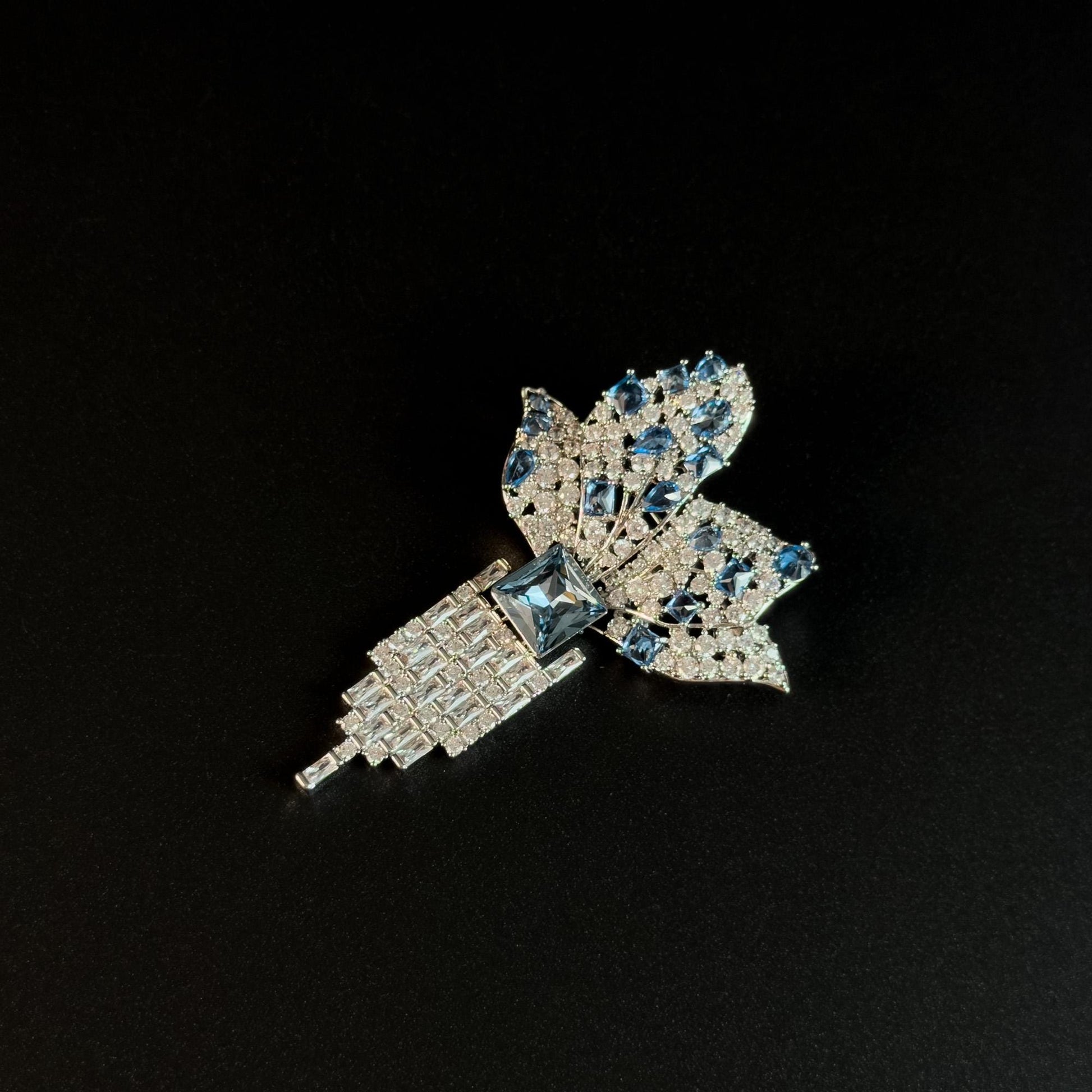 Butterfly Tassel Blue Topaz Brooch
