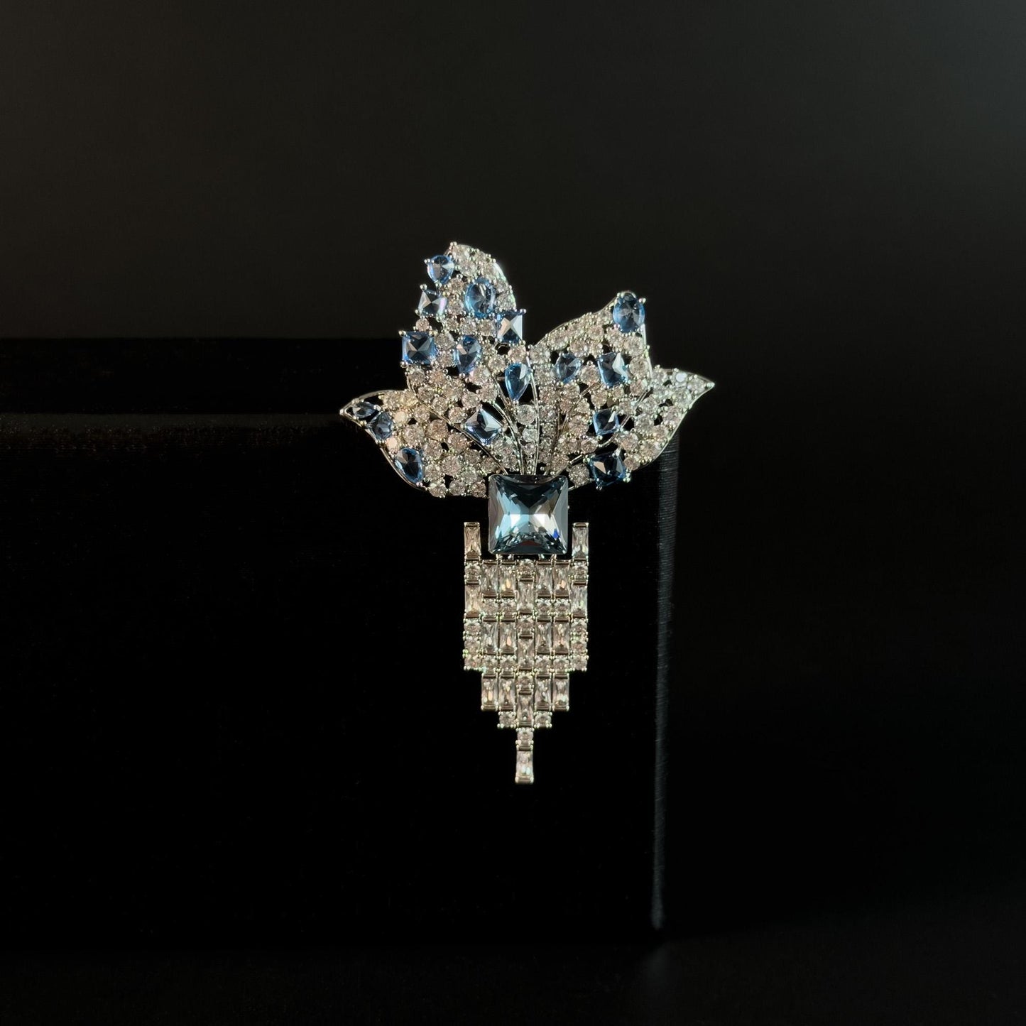 Butterfly Tassel Blue Topaz Brooch