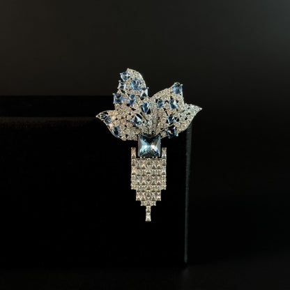 Butterfly Tassel Blue Topaz Brooch
